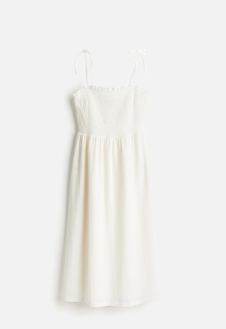 H&M - Tie-strap smocked dress - cream