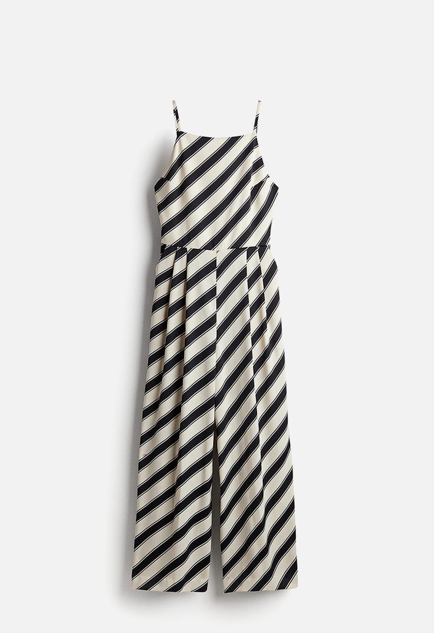 H&M - Open-back jumpsuit - cream striped 