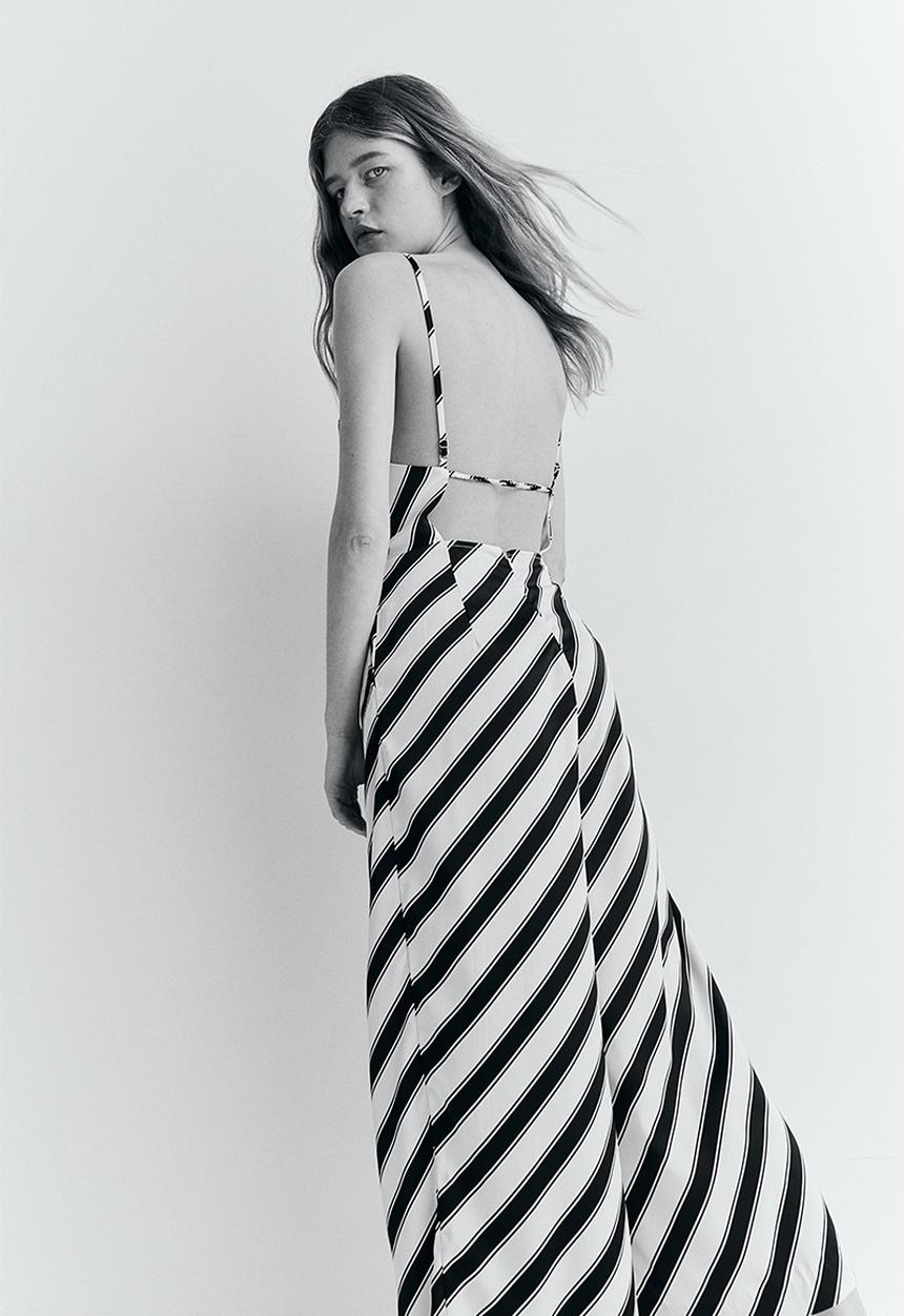 H&M - Open-back jumpsuit - cream striped 