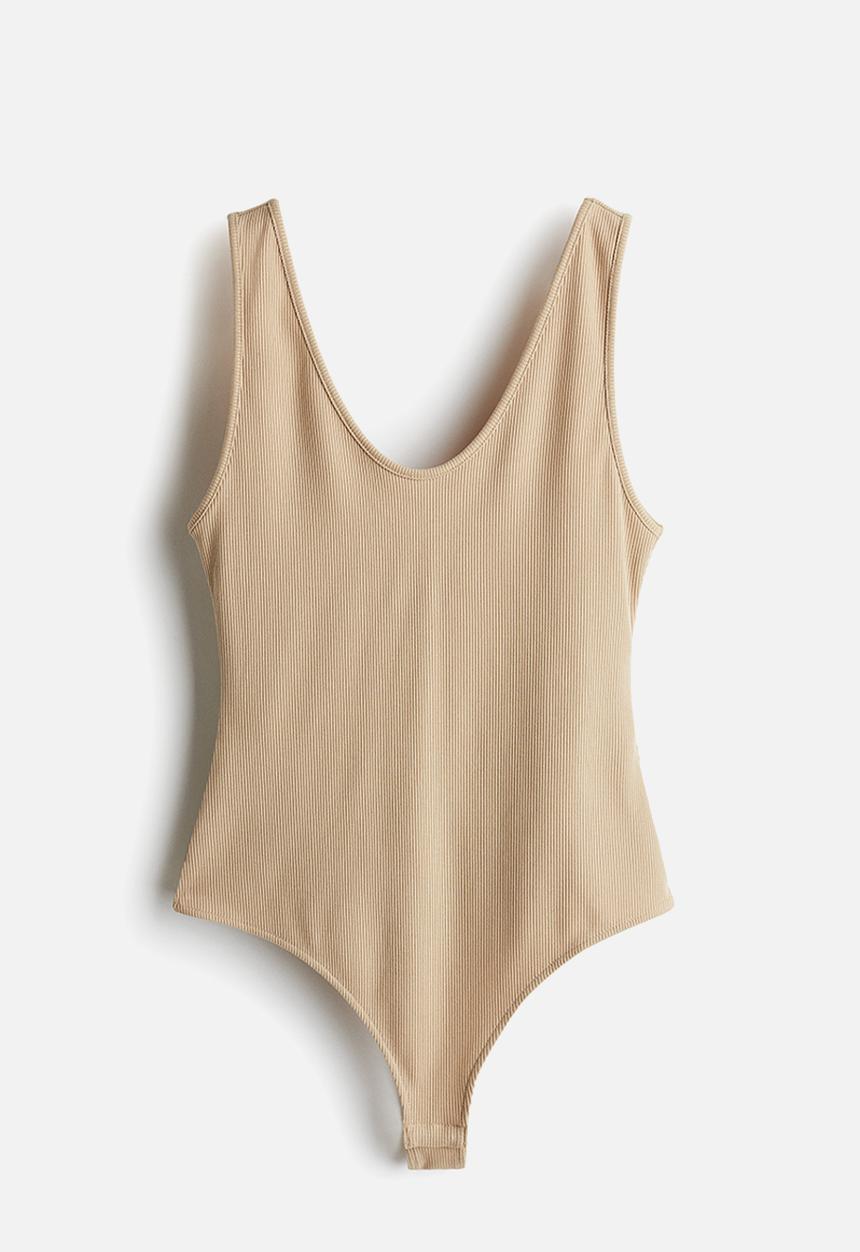 H&M - Ribbed thong body - beige