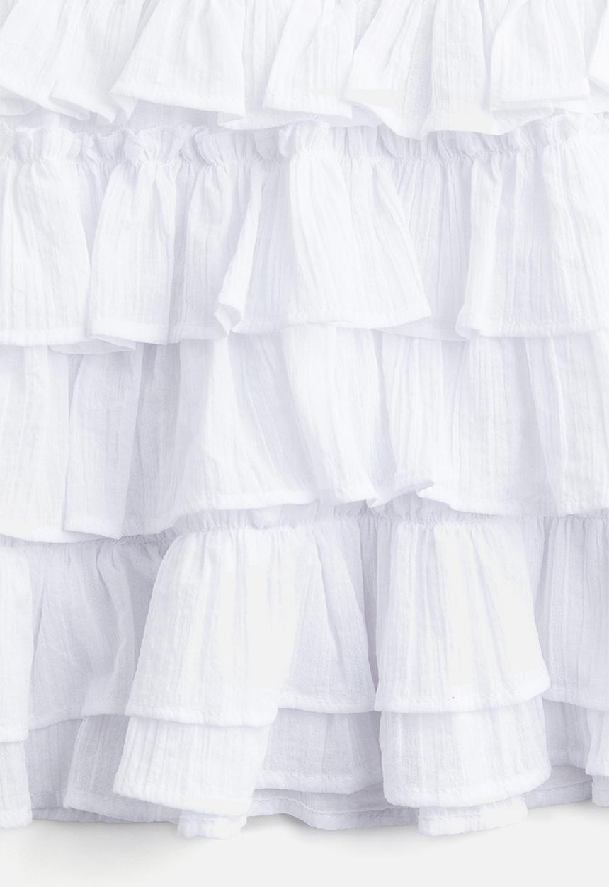 H&M - Tiered cotton mini skirt - white