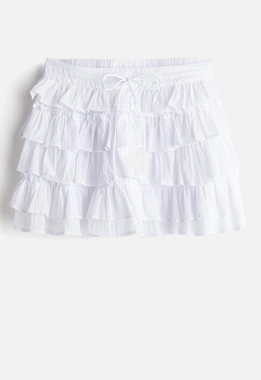 H&M - Tiered cotton mini skirt - white
