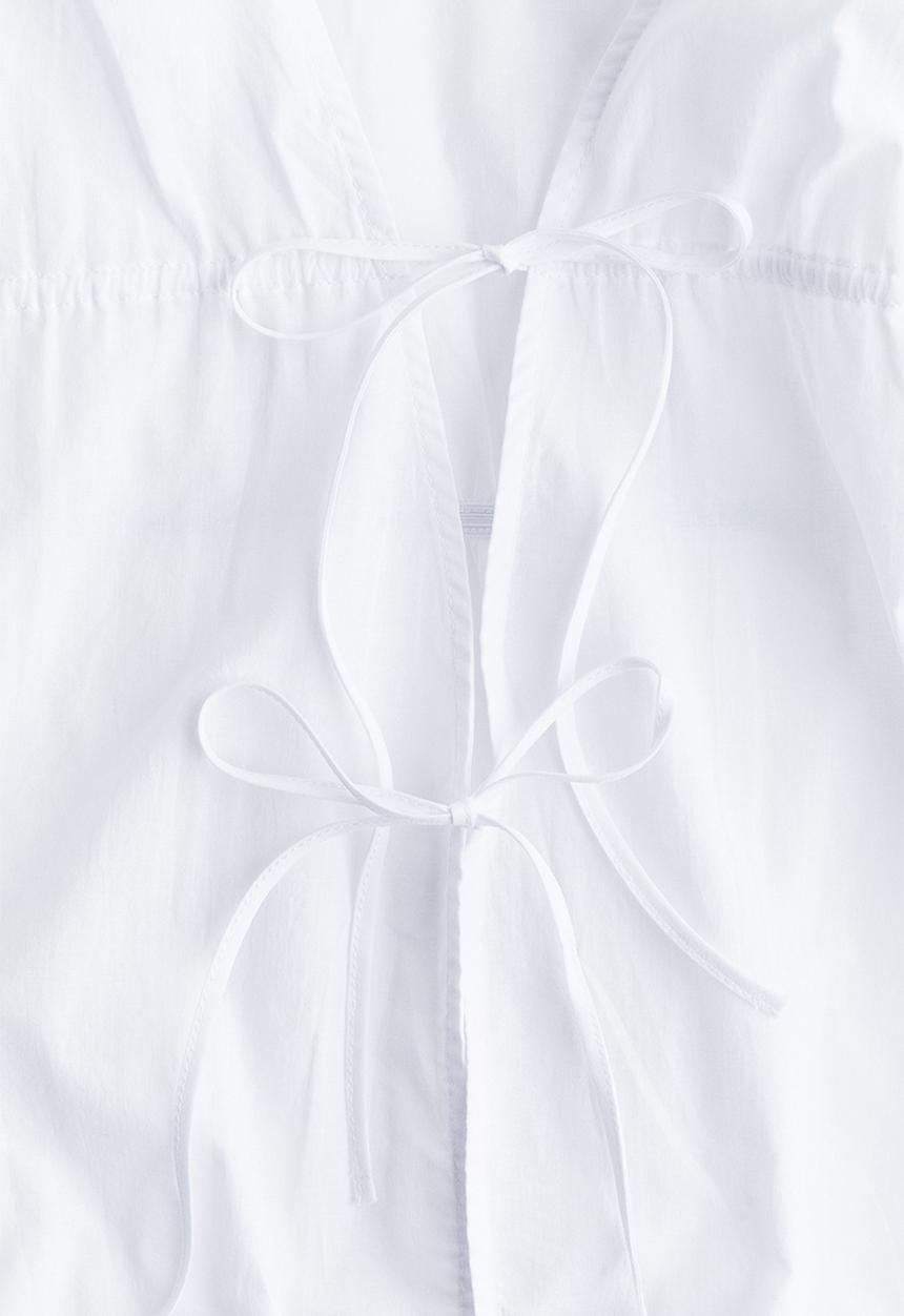 H&M - Tie-detail cotton blouse - white