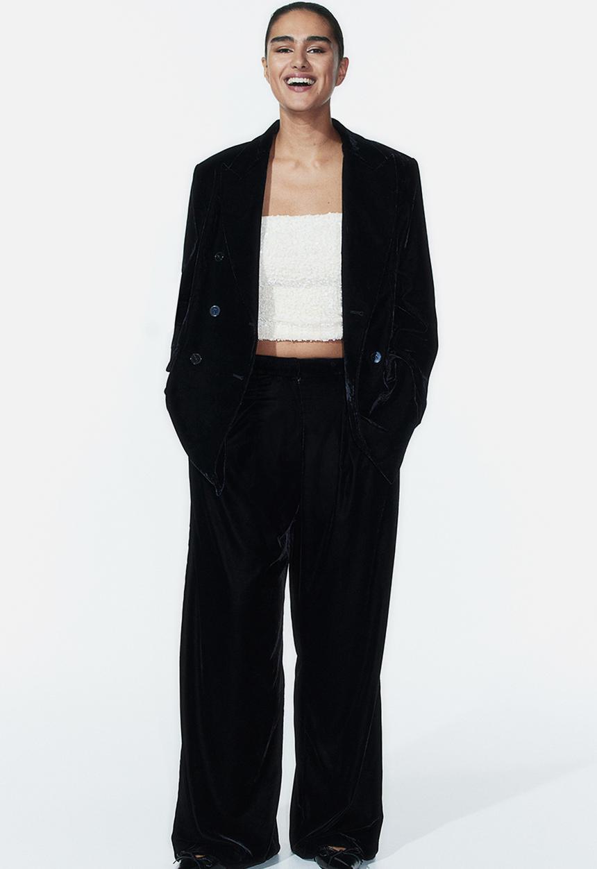 H&M - Sequined bandeau top - White