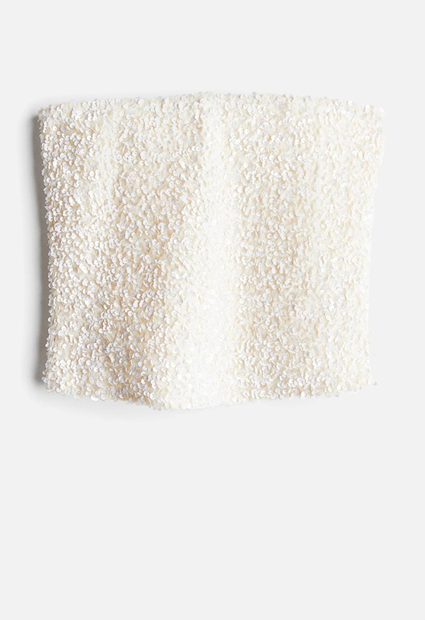 H&M - Sequined bandeau top - White