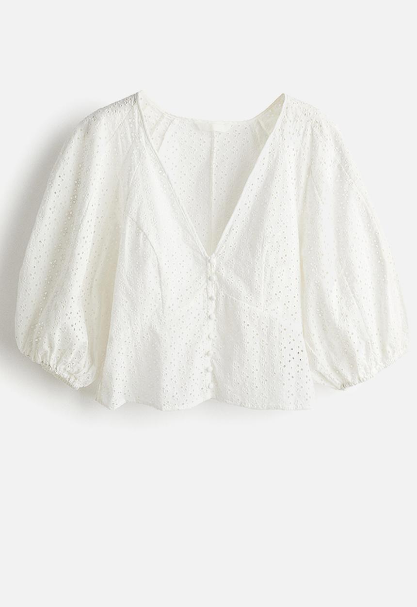 H&M - Broderie anglaise blouse - white
