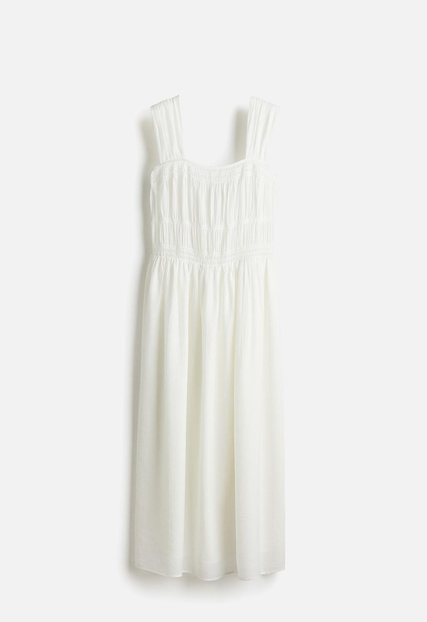 H&M - Smocked-bodice dress - White