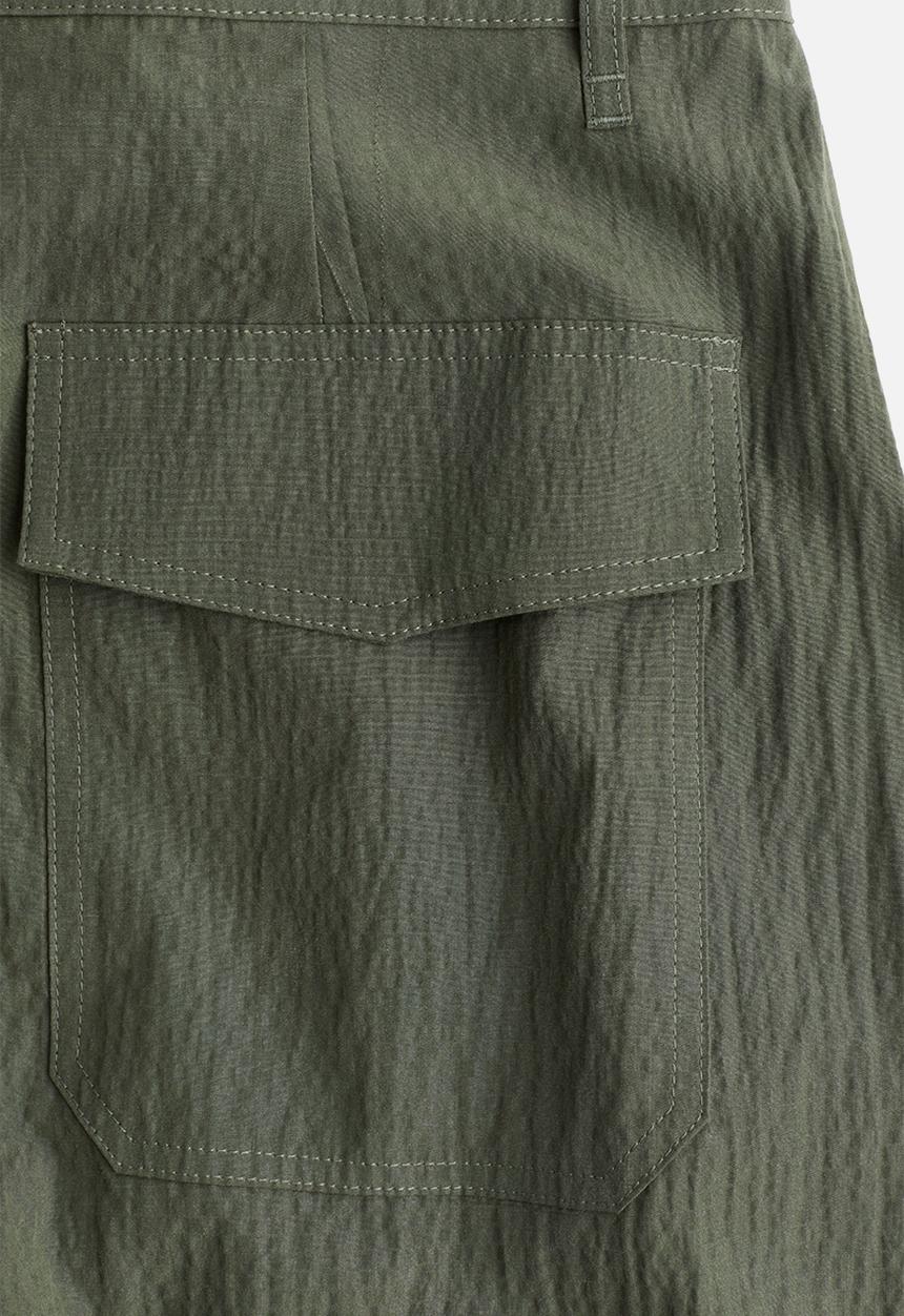 H&M - Textured-weave cargo trousers - dark green