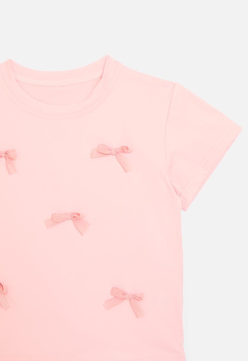 Pop Candy - Bow applique tee - pink