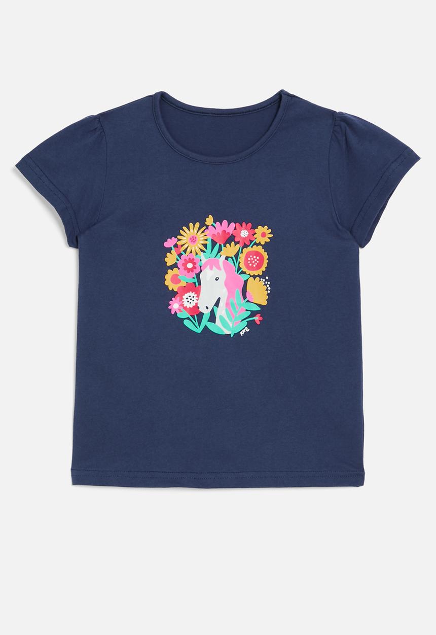 Pop Candy - Floral tee - navy blue