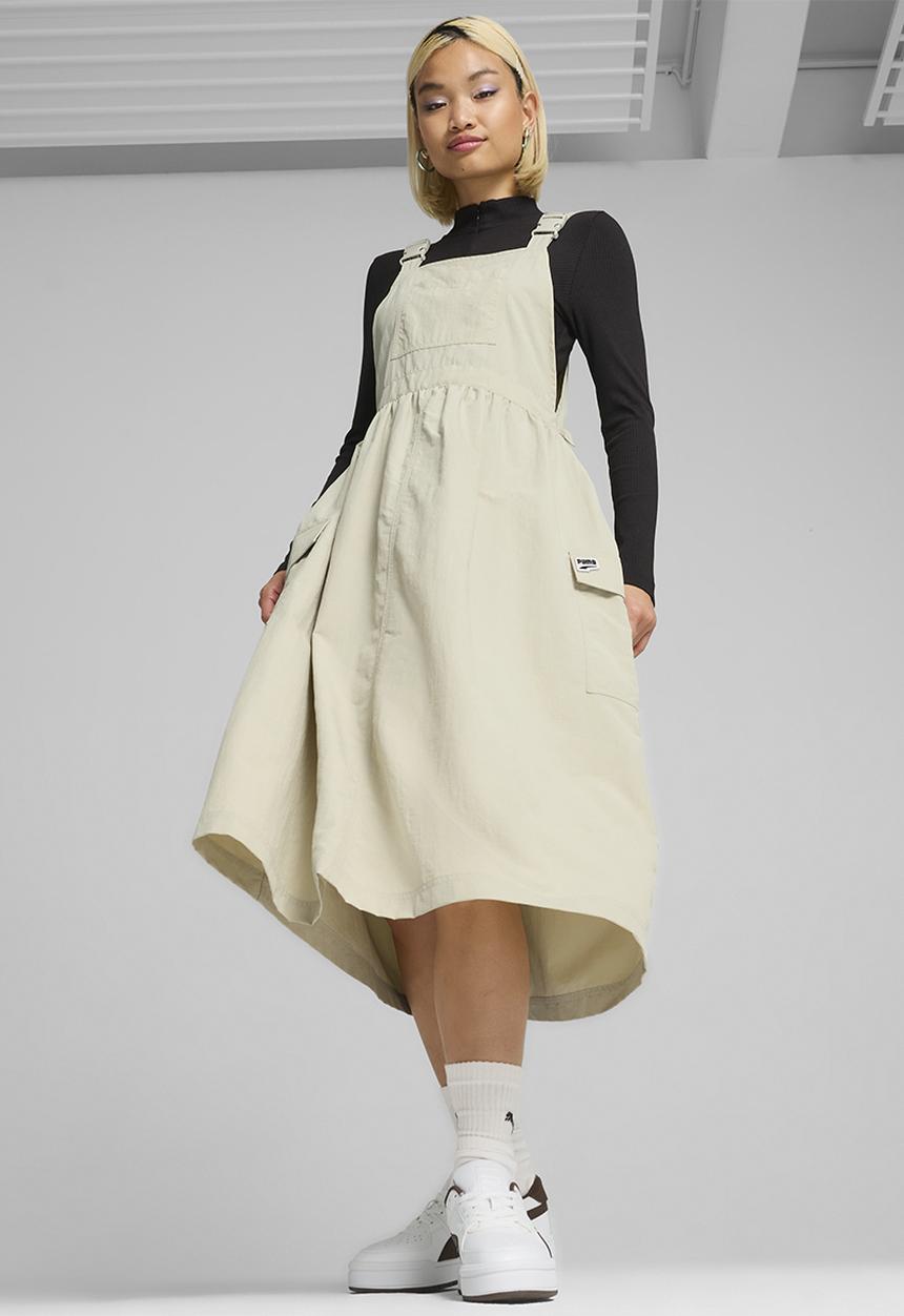 green emerald velvet dress Loud Apparel Loyal Dungaree Dress