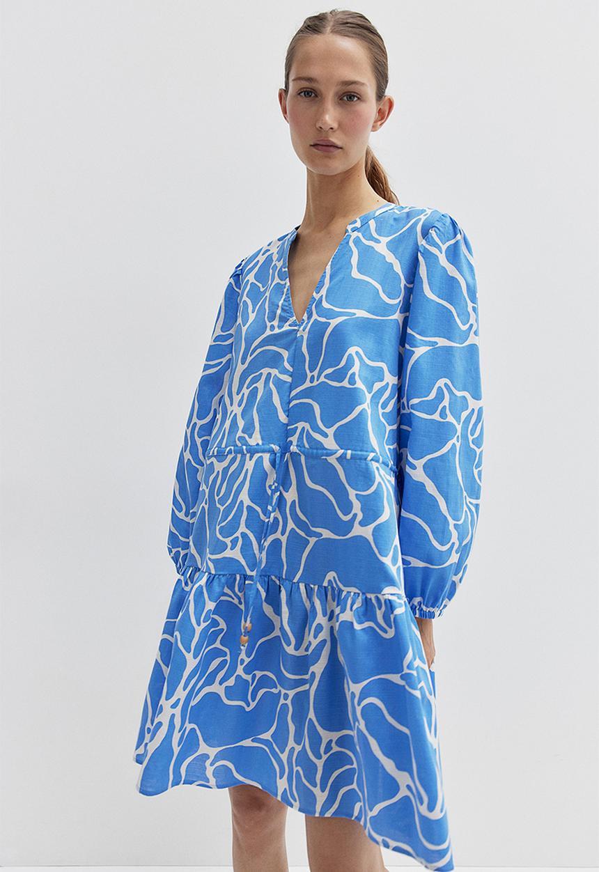 H&M - Drawstring-detail dress - blue patterned