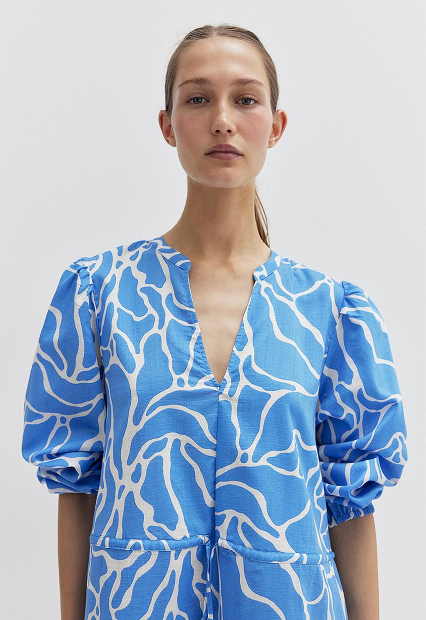H&M - Drawstring-detail dress - blue patterned