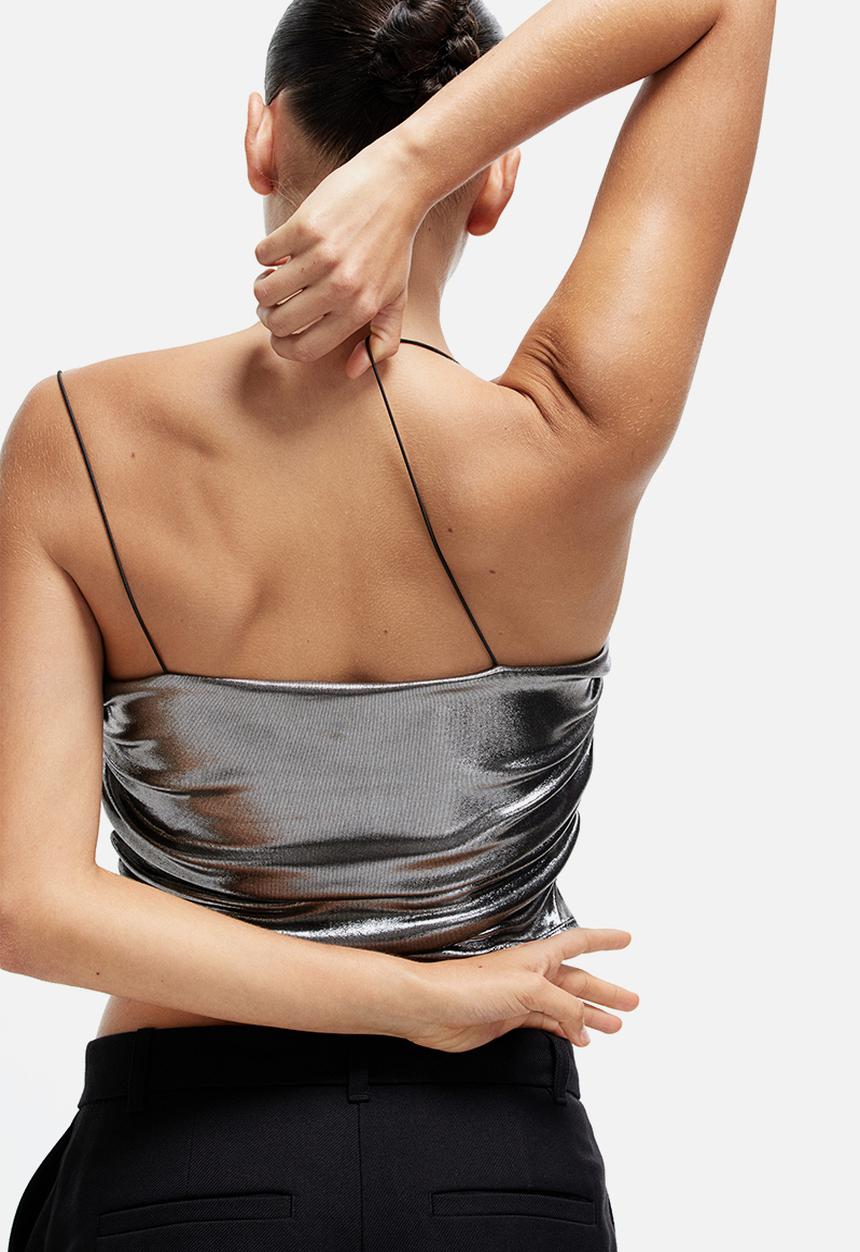 H&M - Draped strappy top - Silver