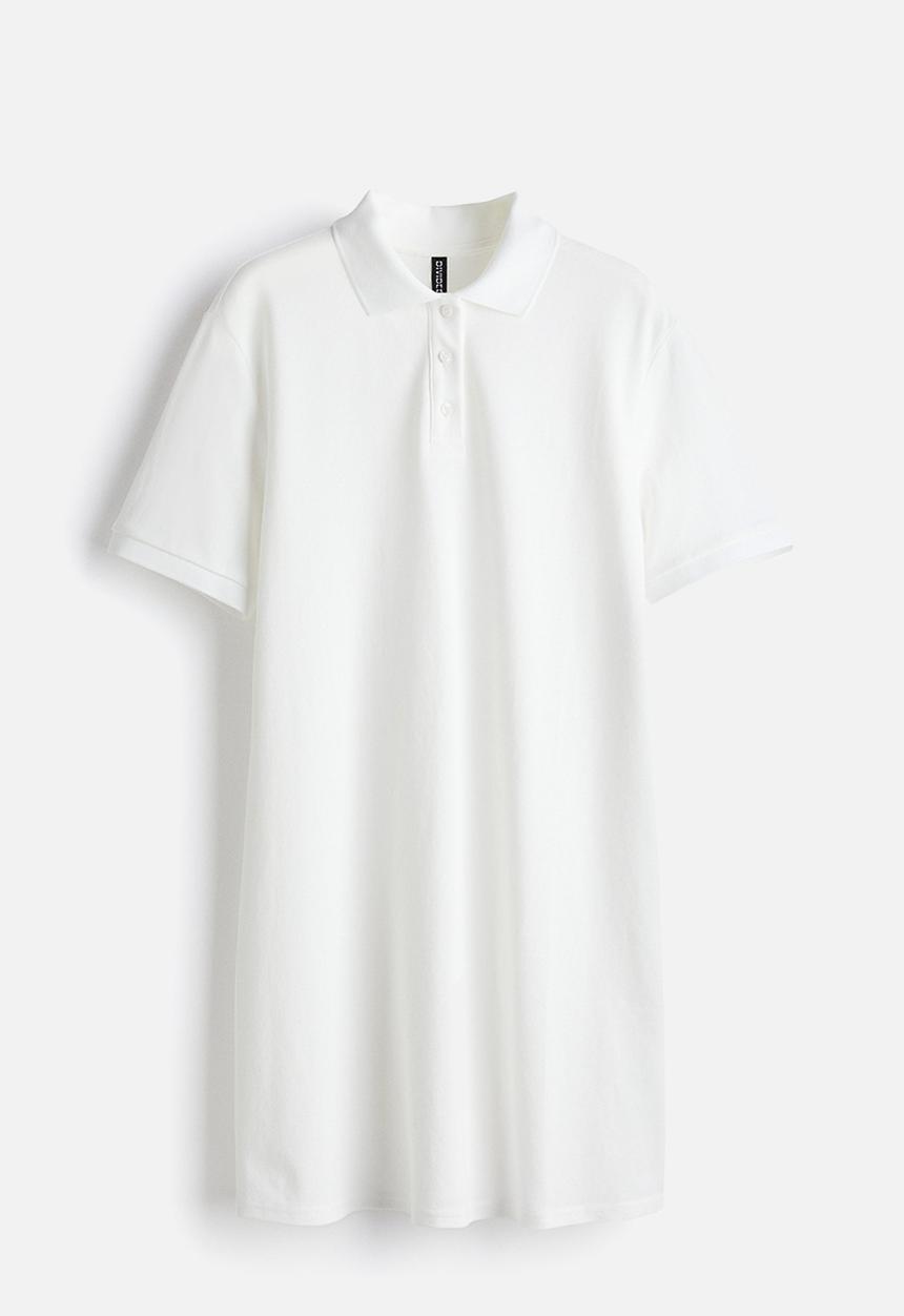 H&M - Collared cotton piqué dress - cream