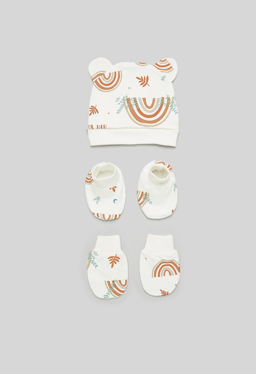 Pop Candy - Printed beanie & mitten set - white