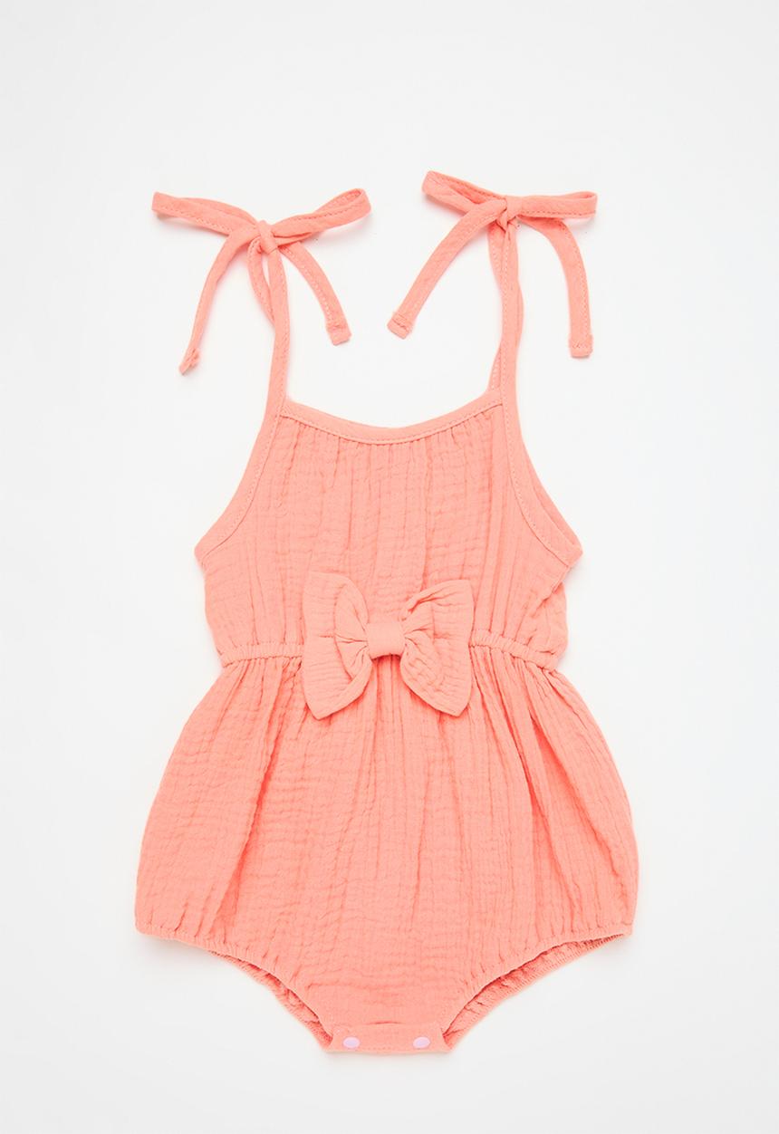 Pop Candy - Shoulder tie romper - orange
