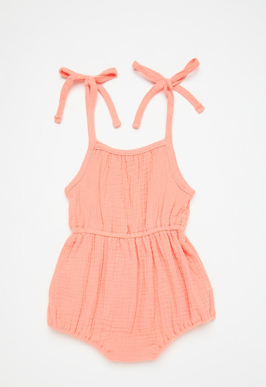 Pop Candy - Shoulder tie romper - orange