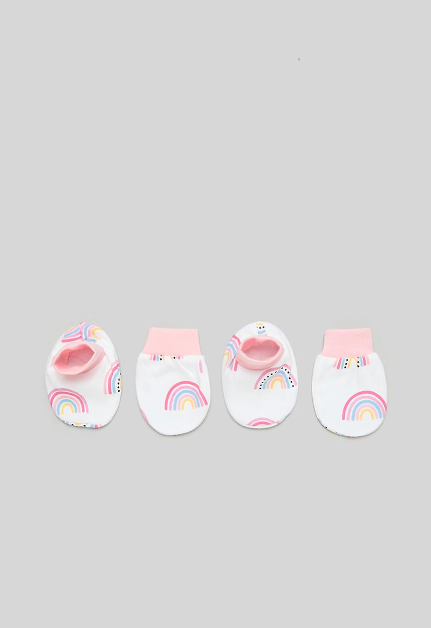Pop Candy - Printed beanie & mitten set - pink & white