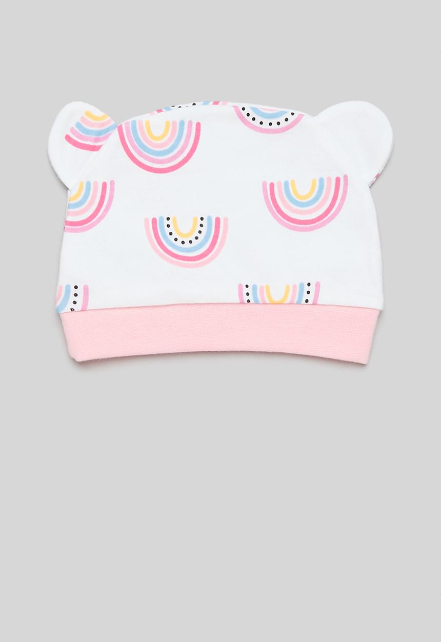 Pop Candy - Printed beanie & mitten set - pink & white