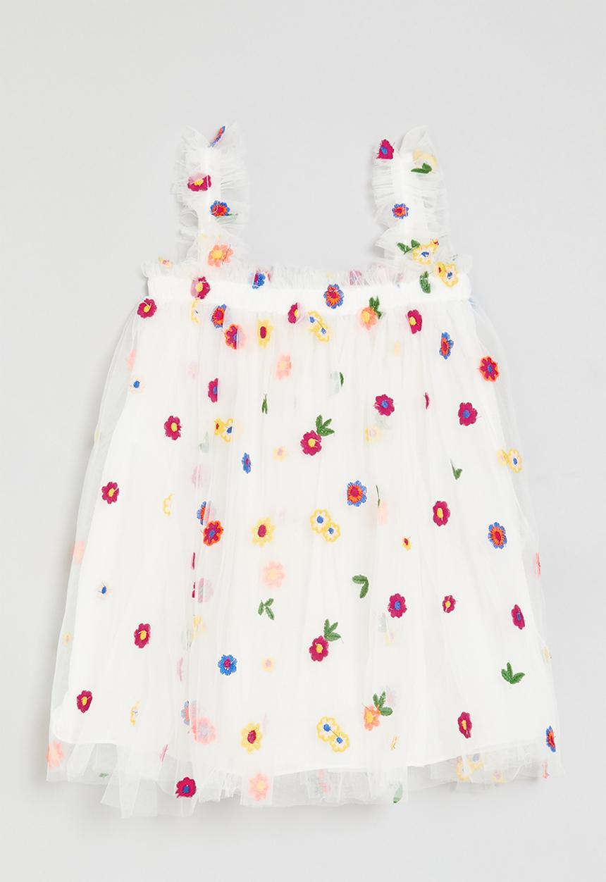 Pop Candy - Floral tulle dress - white