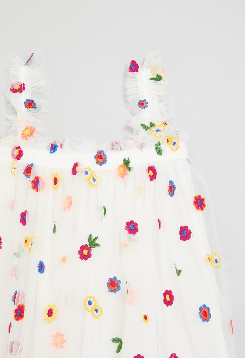 Pop Candy - Floral tulle dress - white