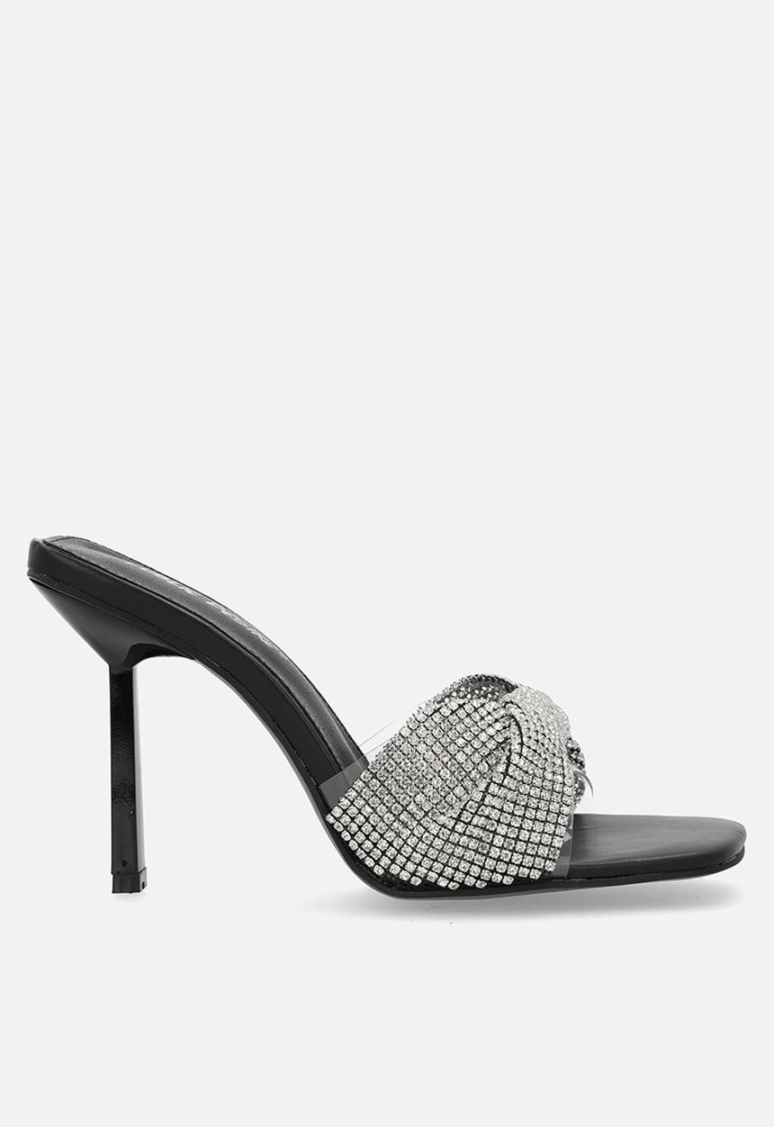 Public Desire - Pegasus mule heel - black silver diamante