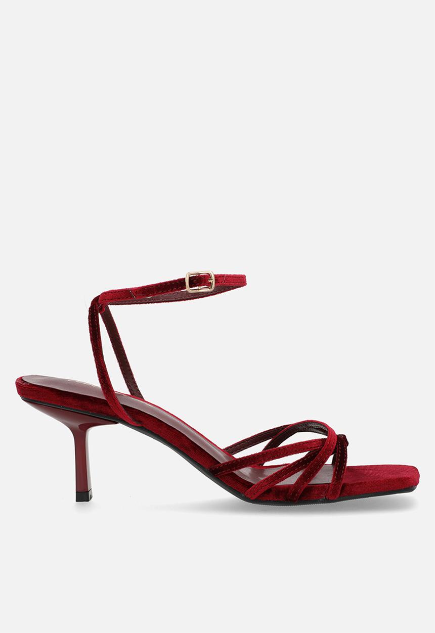 Public Desire - Lychee strappy heel - burgundy velvet
