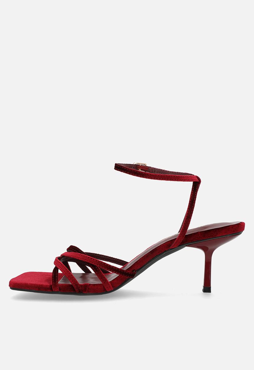 Public Desire - Lychee strappy heel - burgundy velvet
