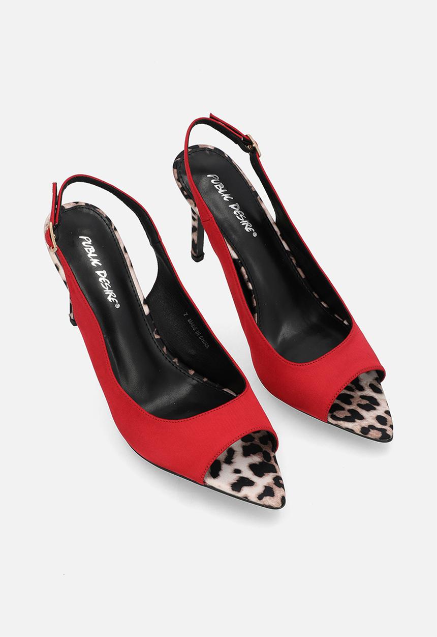 Public Desire - Reigns slingback heel - red & leopard