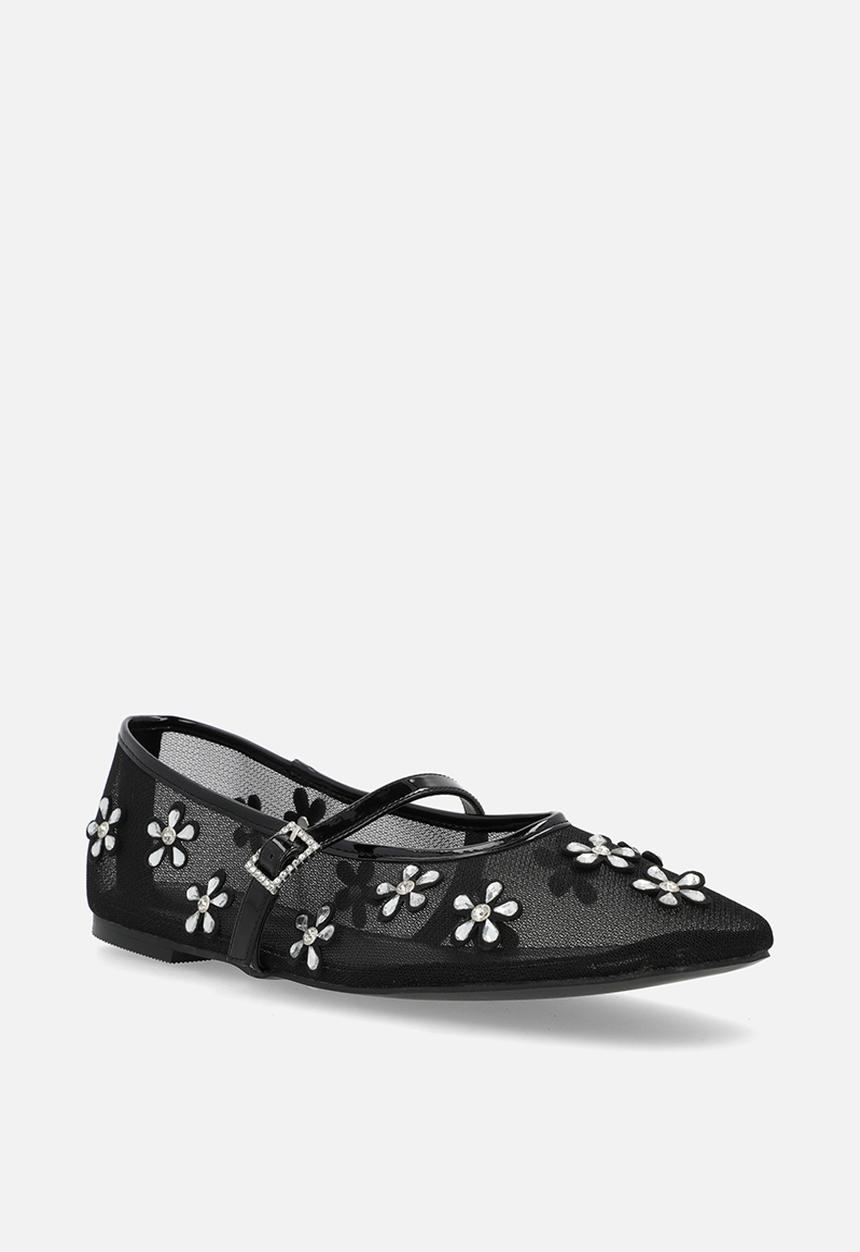 Public Desire - Coquette pump flat - black mesh embellished