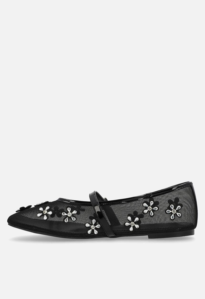 Public Desire - Coquette pump flat - black mesh embellished