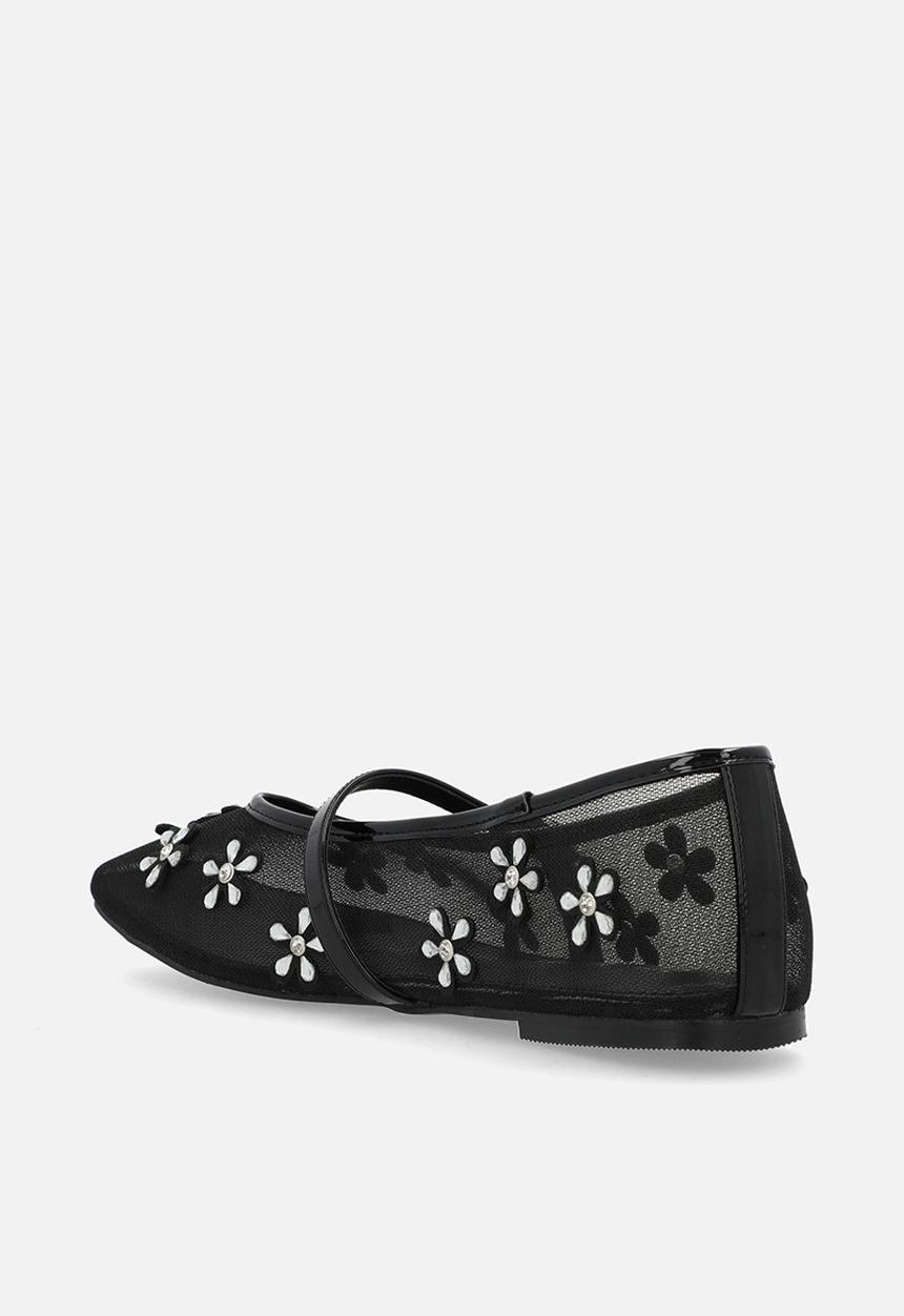 Public Desire - Coquette pump flat - black mesh embellished
