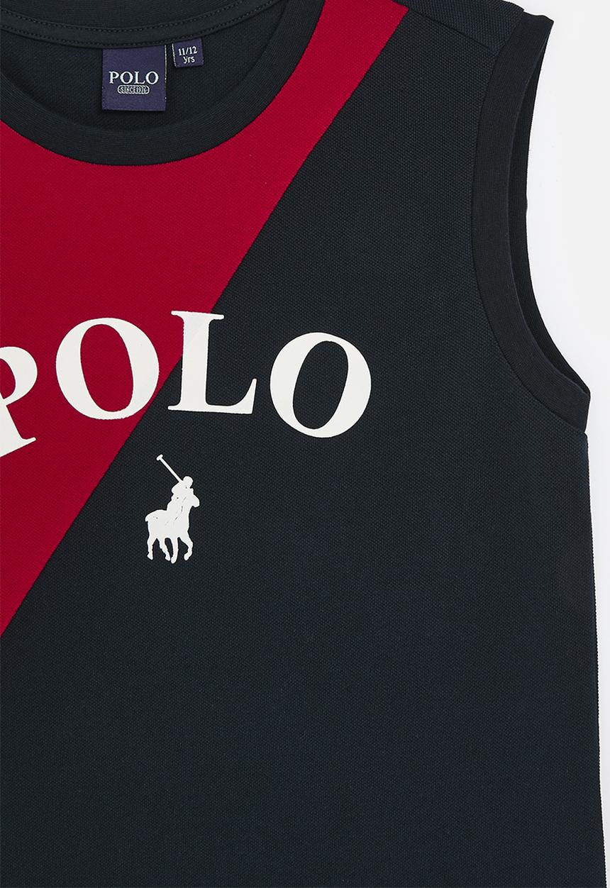 POLO - Boys usher colour blocked vest - red & navy