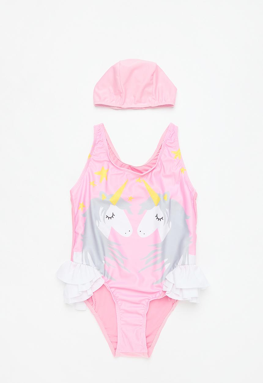 Pop Candy - Printed swimsuit and cap set - pink