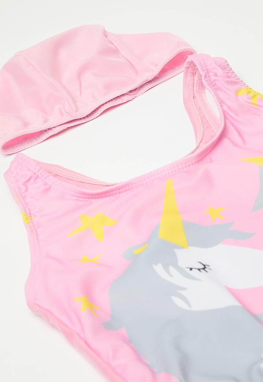 Pop Candy - Printed swimsuit and cap set - pink