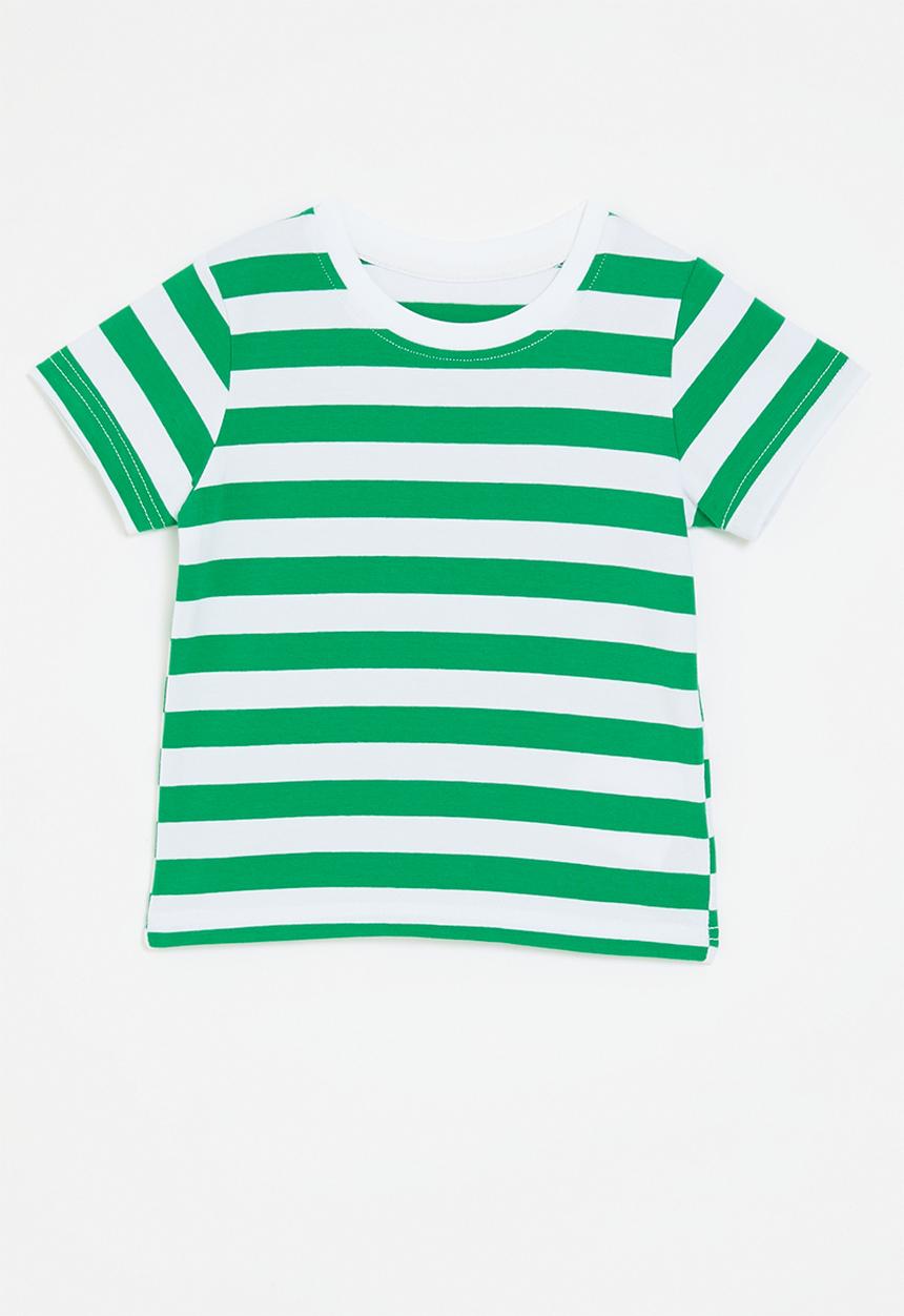 Pop Candy - Striped crew neck tee - green & white