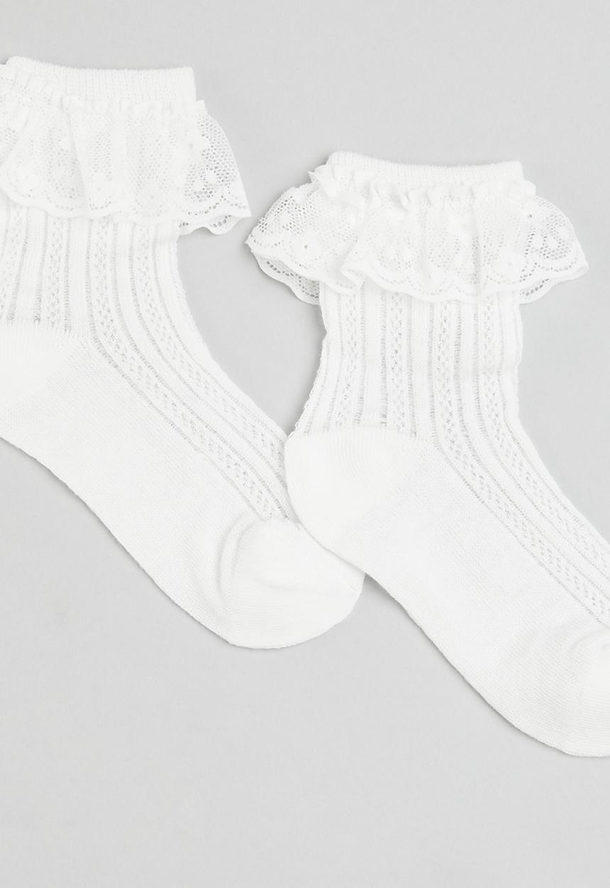 Pop Candy - Frilled sock-white