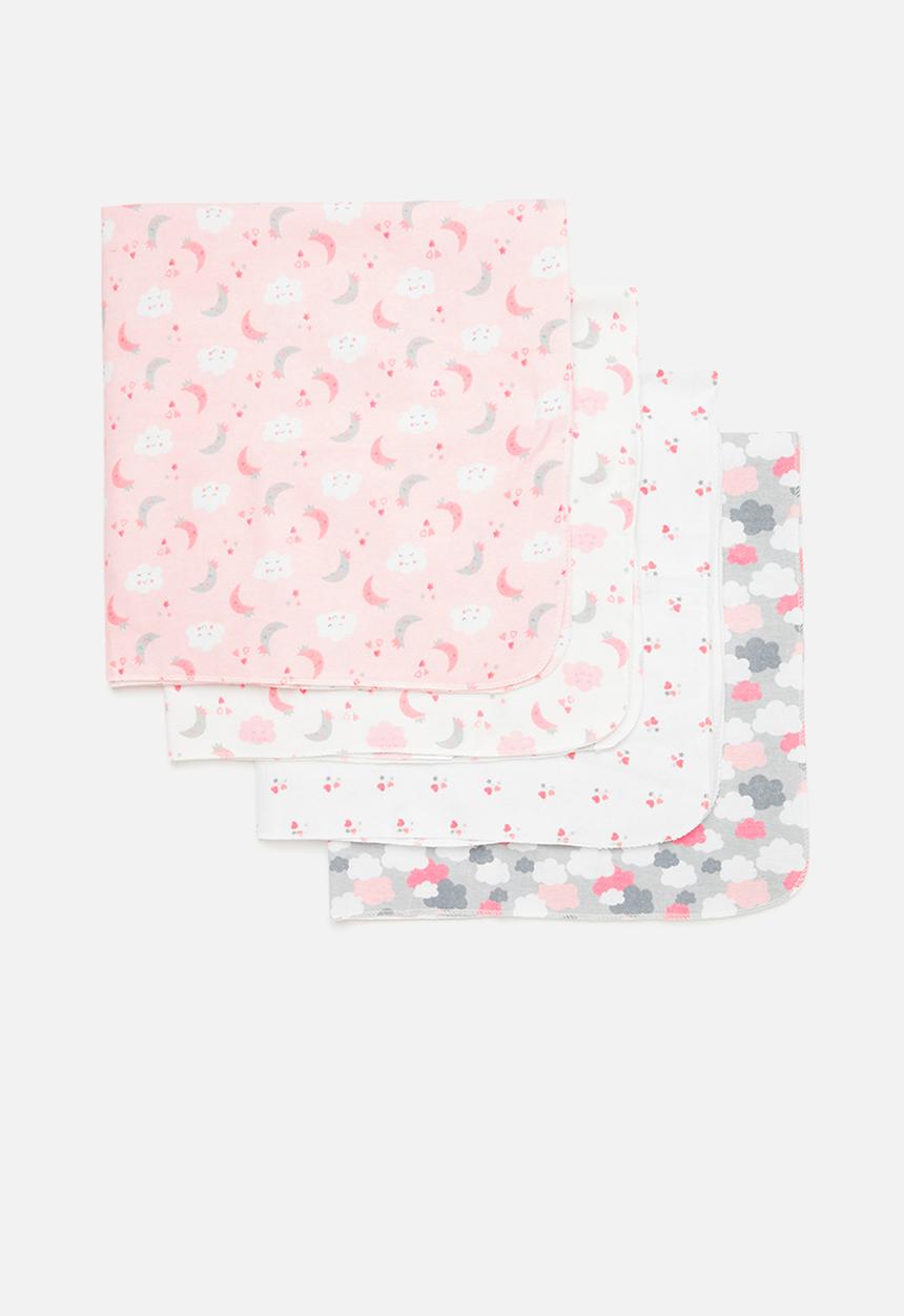 Pop Candy - 4 Pack printed blanket set-pink & white