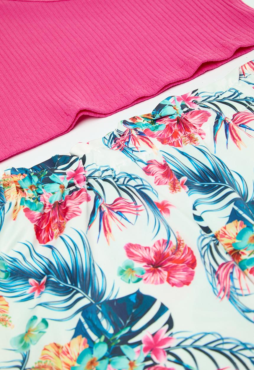 Pop Candy - Cropped top and printed shorts set-pink