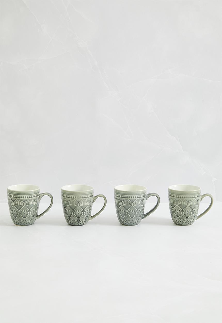 Sixth Floor - Dehli mug set of 4 - grey