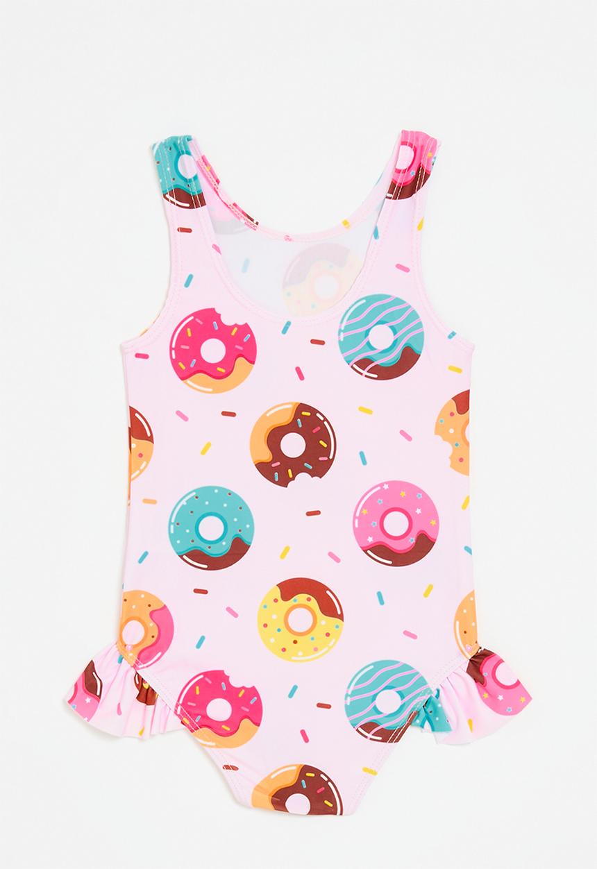 Pop Candy - Frilled hem one piece swimsuit-pink