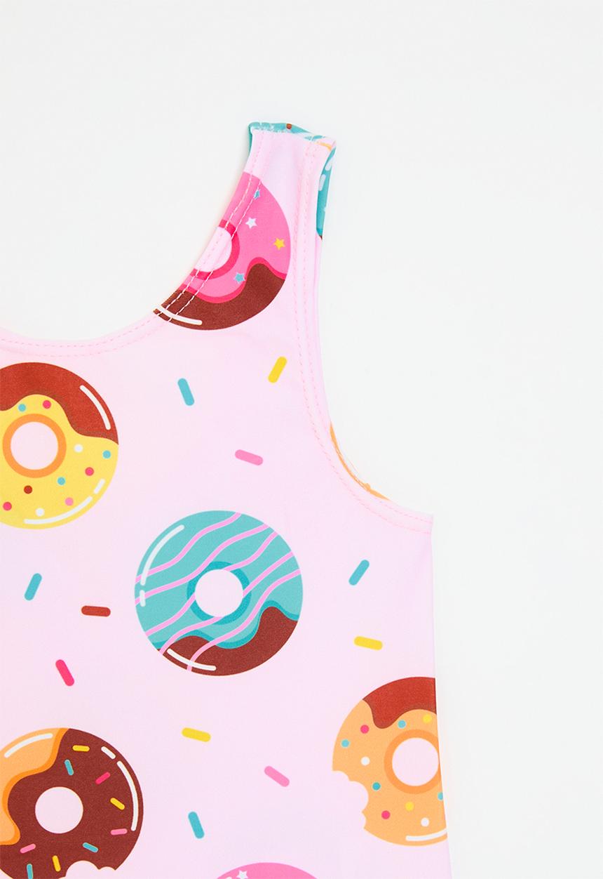 Pop Candy - Frilled hem one piece swimsuit-pink