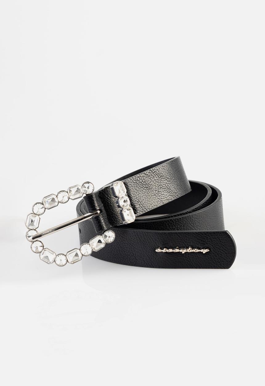 SISSY BOY - Stone heart belt - black