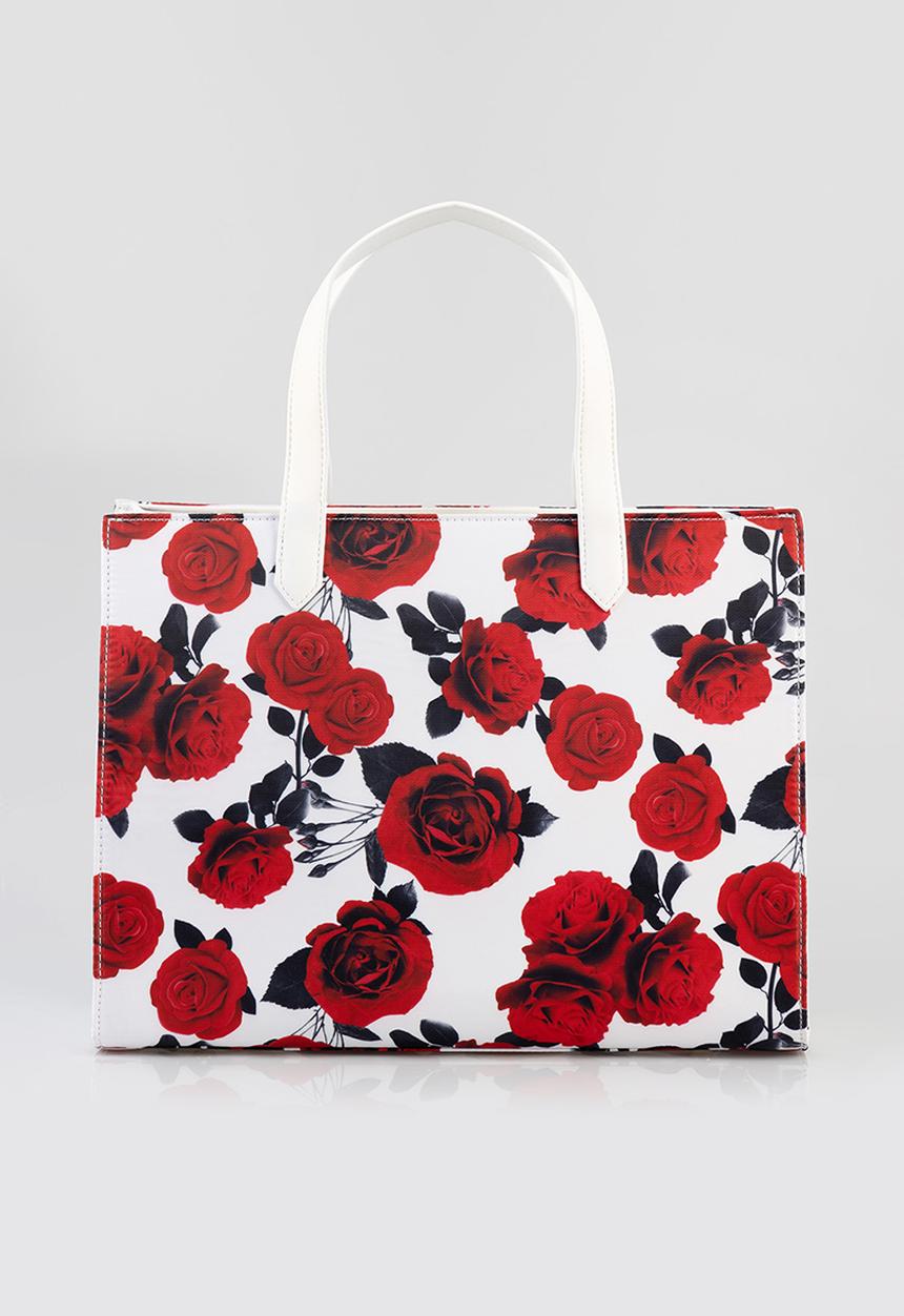 SISSY BOY - Rose print tote bag - red/white