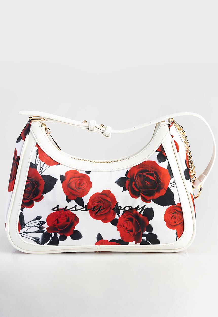SISSY BOY - Rose print shoulder bag - red/white