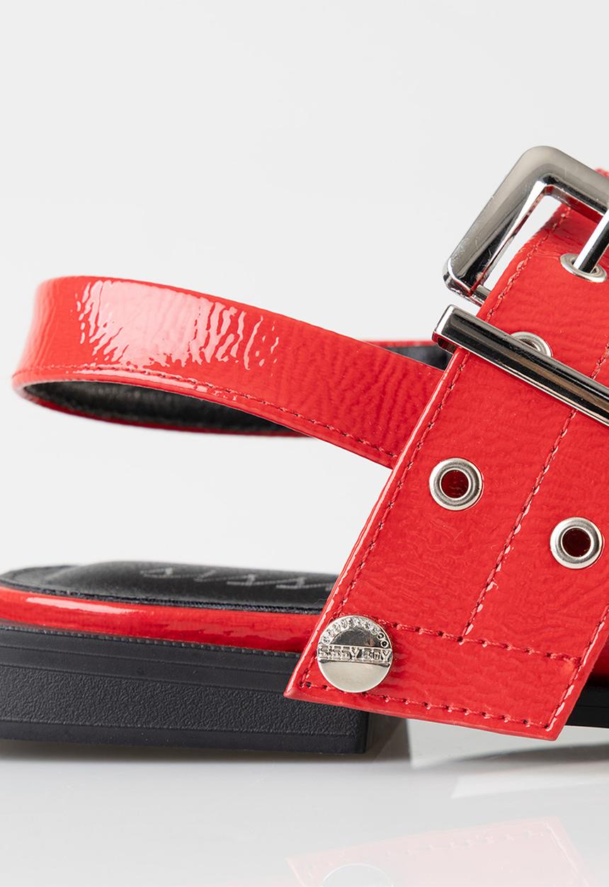 SISSY BOY - Double buckle slingback flat - red