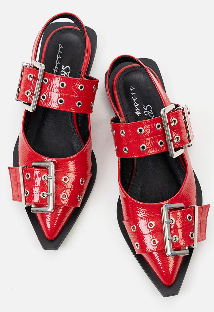 SISSY BOY - Double buckle slingback flat - red