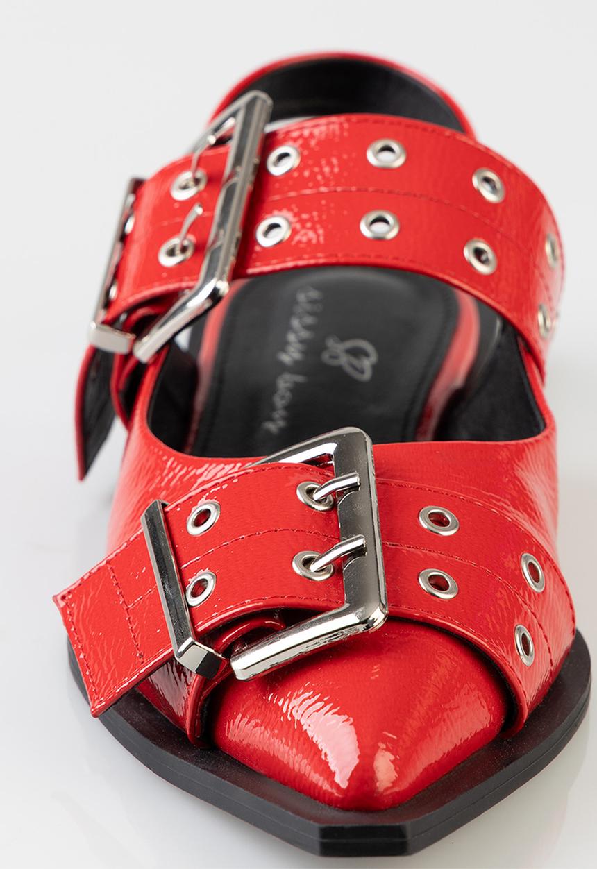 SISSY BOY - Double buckle slingback flat - red