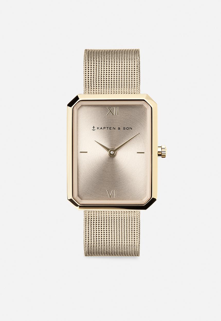 Kapten & Son - Grace mesh watch - light gold & cream